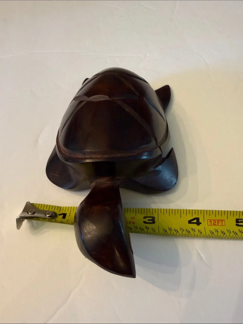 Vintage Hand Carved Wood Turtle Figurine Sea Turtle Sculpture Home Decor